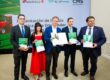 (De izda. a dcha.) Emilio Moyano, Director de la Práctica Pro Bono de CMS Albiñana & Suárez de Lezo, Inmaculada Sierra Vecilla, diputada responsable del área de Bienestar Social, Borja Suárez Pedrosa, presidente de la Diputación de Burgos, Francisco de Borja García Ruiz, director de los servicios jurídicos de Iberdrola España, y Carlos Gallo, presidente de SODEBUR